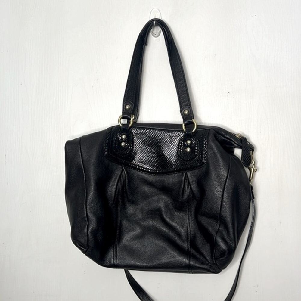 Coach Ashley Black Python Leather Satchel Purse - Picture 7 of 14